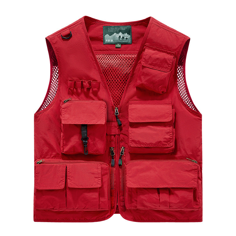 Men's Multifunctional Outdoor Utility Vest with Mesh Lining and Numerous Pockets Mune Fashion