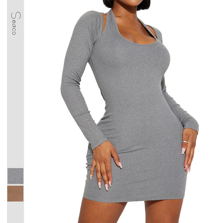 Women Figure-Hugging Mini Dress with Cut-Out Details and Long Sleeves Mune Fashion