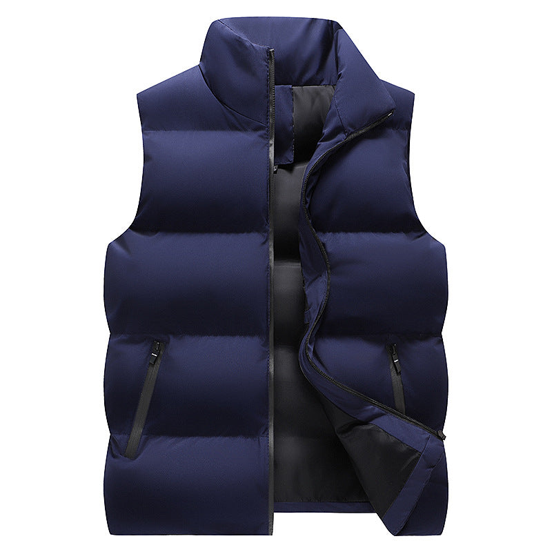 Men's Minimalist Outdoor Padded Vest with Wide Block Quilting, Insulated Padding, and Concealed Zipper Pockets Mune Fashion