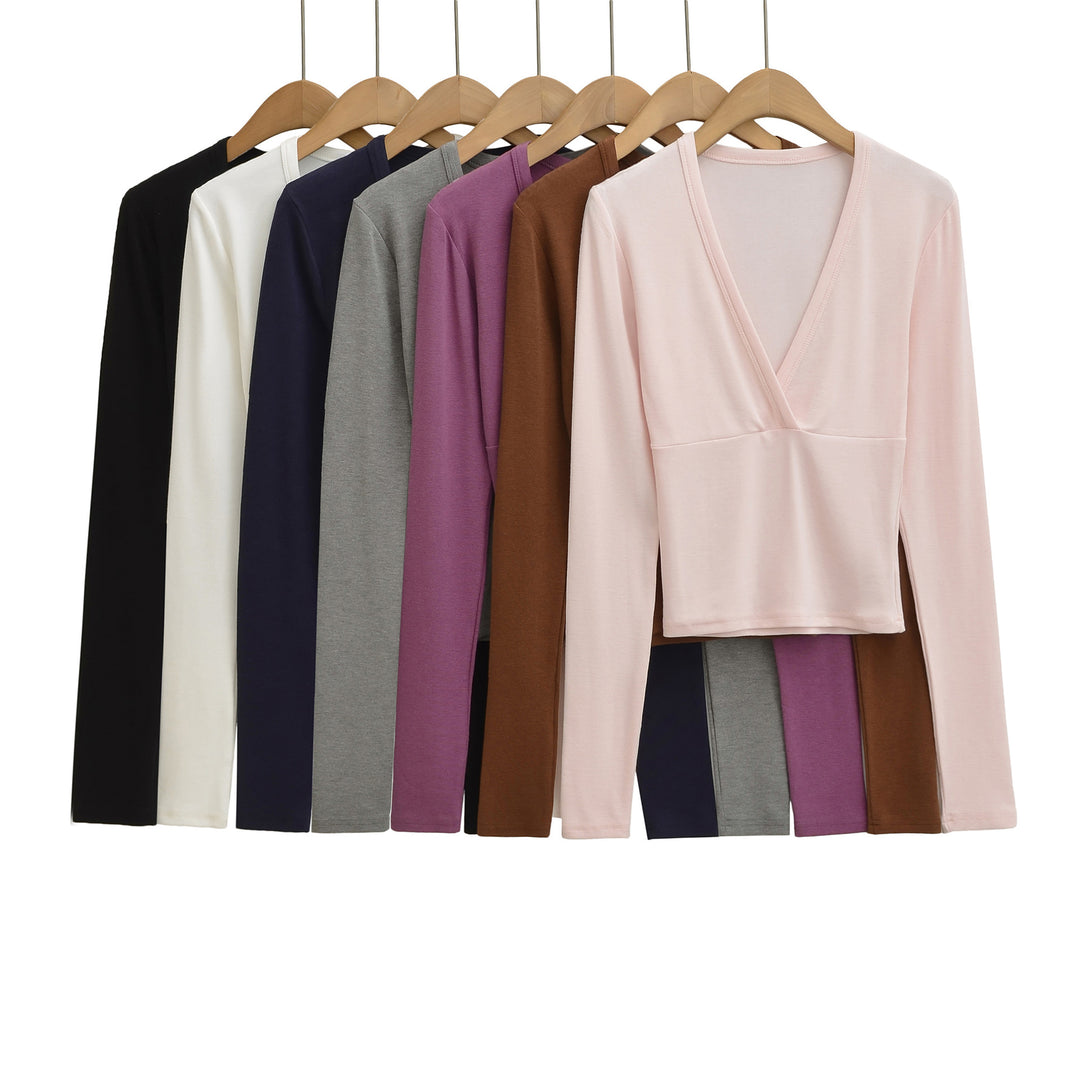 Women's wrap shirt with V-neck and fitted dividing seam Mune Fashion