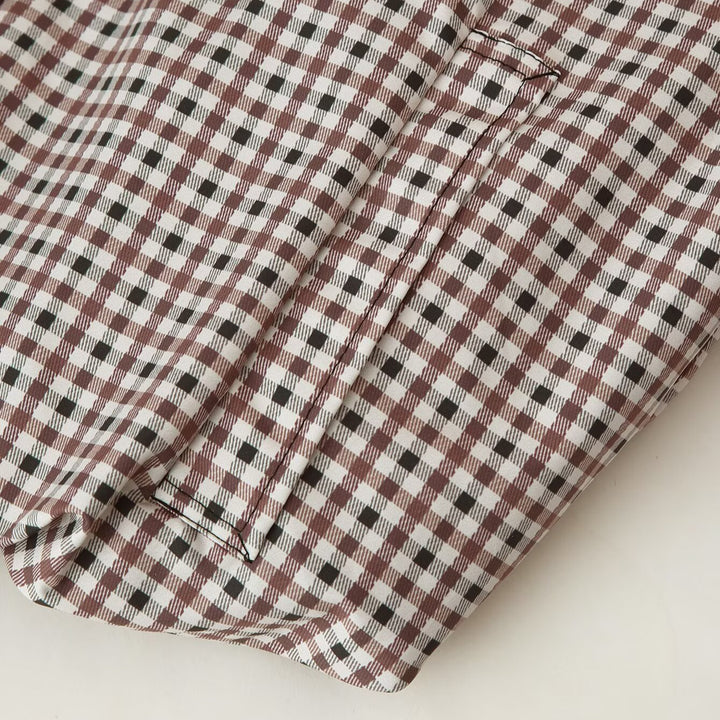 Women's Checked Cropped Field Jacket with Drawstring Hem, Stand-Up Collar and Boxy Silhouette Mune Fashion