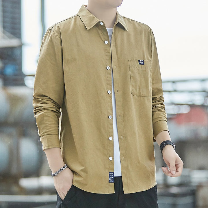 Men's Cotton Overshirt in Casual Look with Chest Pocket & Shirt Collar Mune Fashion