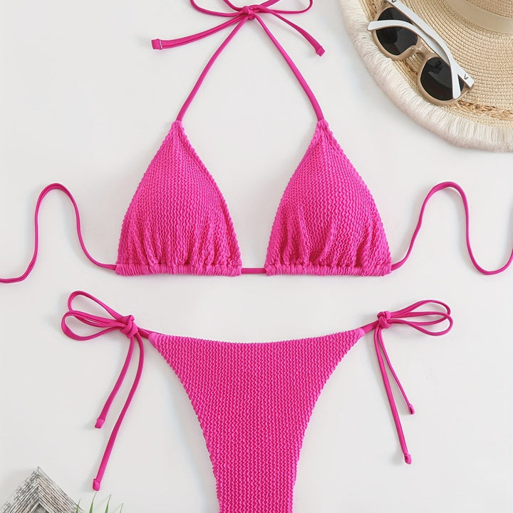 Women Triangle Bikini Set with Adjustable Ties Mune Fashion