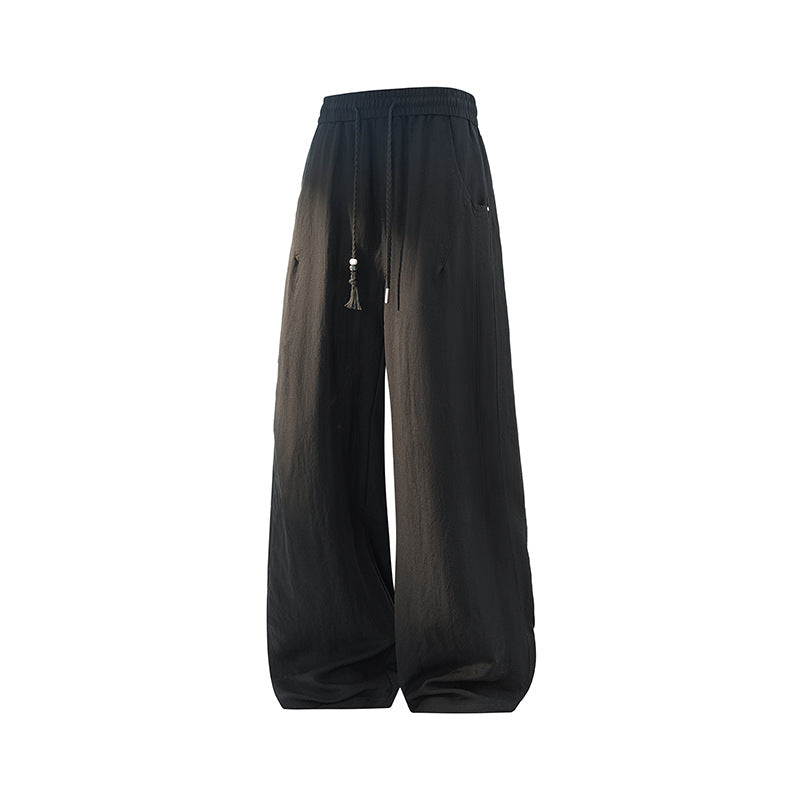 Damen Weite Leinen-Ballonhose mit Tunnelzugbund und Seitentaschen Mune Fashion
