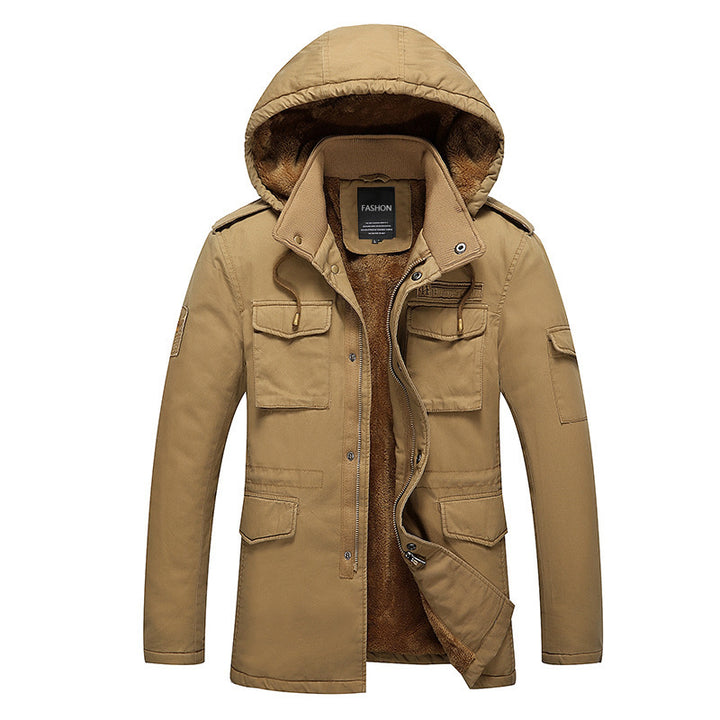 Men's canvas field parka with warm teddy fleece lining, hood and multiple pockets Mune Fashion