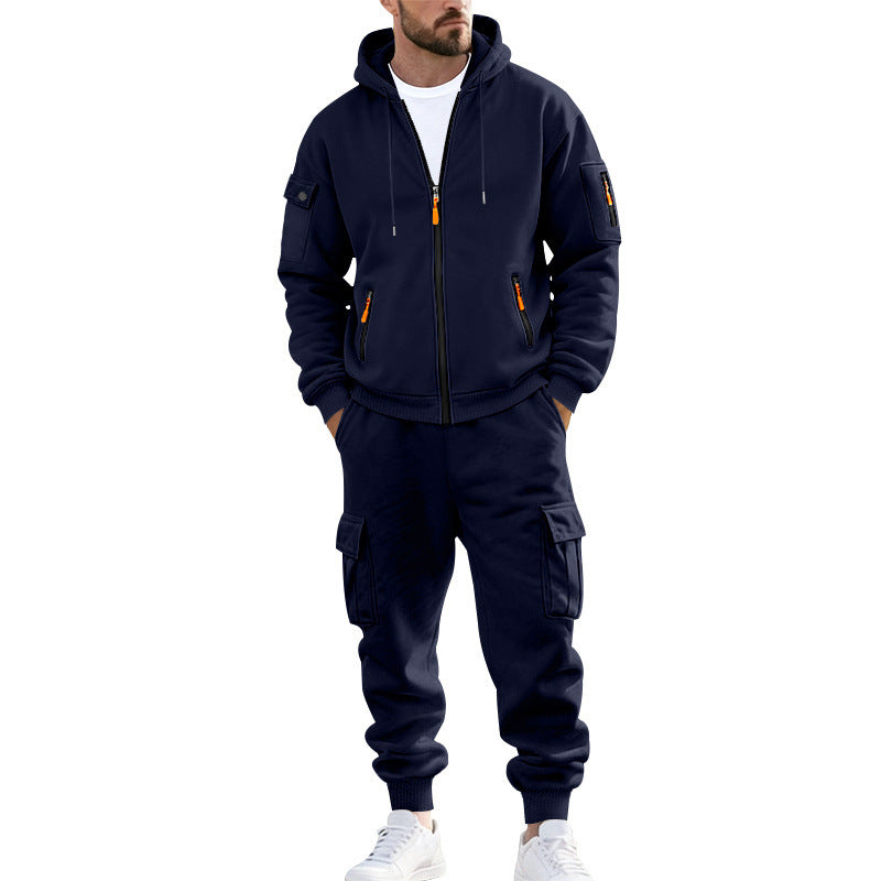 Men's nano urban functional cargo sweat set with hoodie, zippered pockets, and tapered cargo jogger Mune Fashion