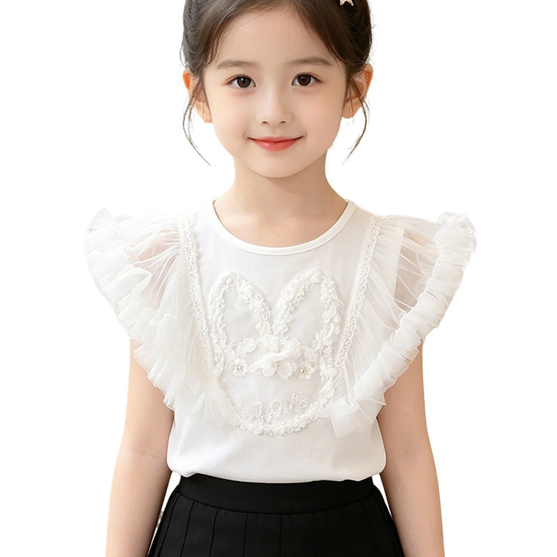 Girl Ruffle Top with Delicate Bunny Design Mune Fashion