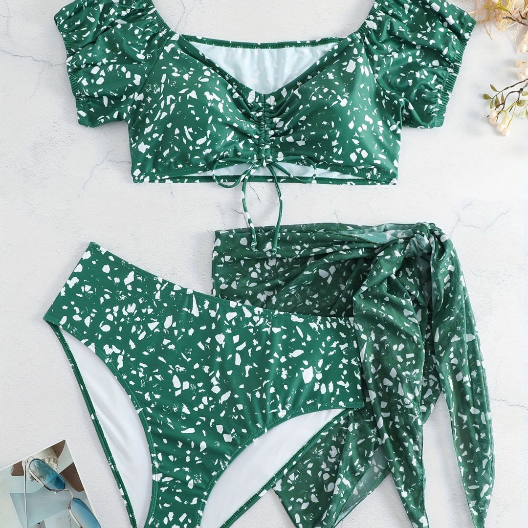 Women's Crop Bikini Top with Ruffle Details and Matching Bottom Mune Fashion