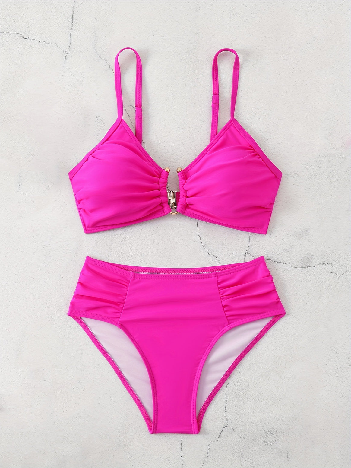 Women's High-Waisted Bikini Set with Refined Ruffle Design Mune Fashion