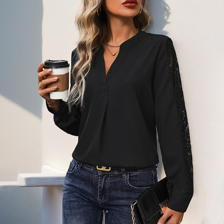Women's Elegant Blouse with Lace Sleeves Mune Fashion 1788169308