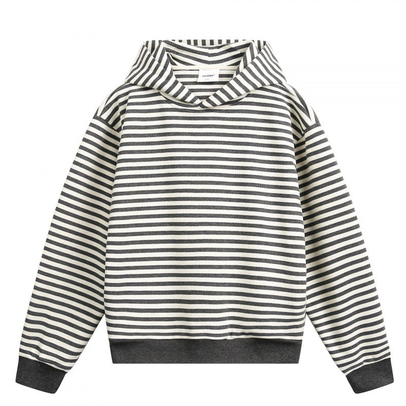 Unisex Striped Oversize Hoodie made of Cotton Blend with Ribbed Cuffs Mune Fashion
