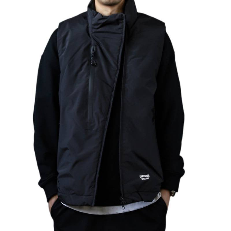 Men's Padded Outdoor Quilted Vest with High Standing Collar Mune Fashion