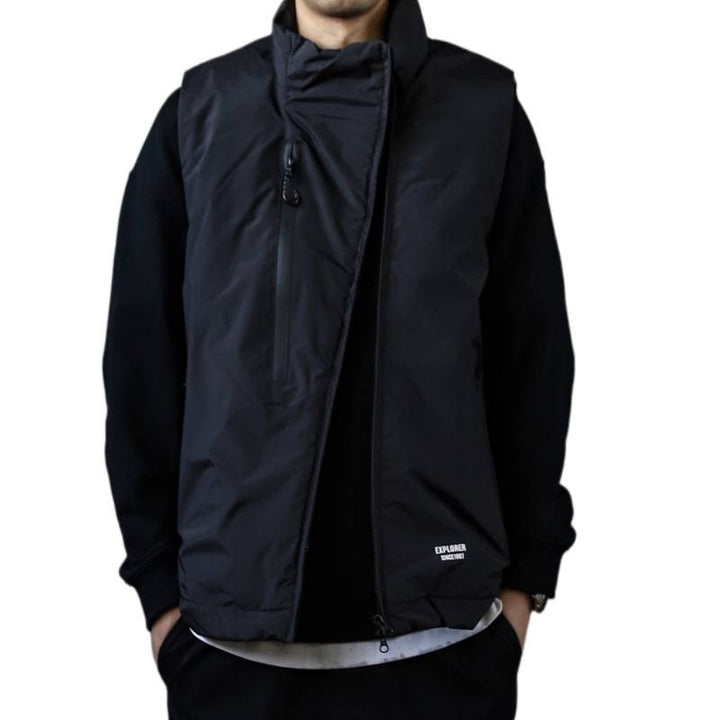 Men's Padded Outdoor Quilted Vest with High Standing Collar Mune Fashion