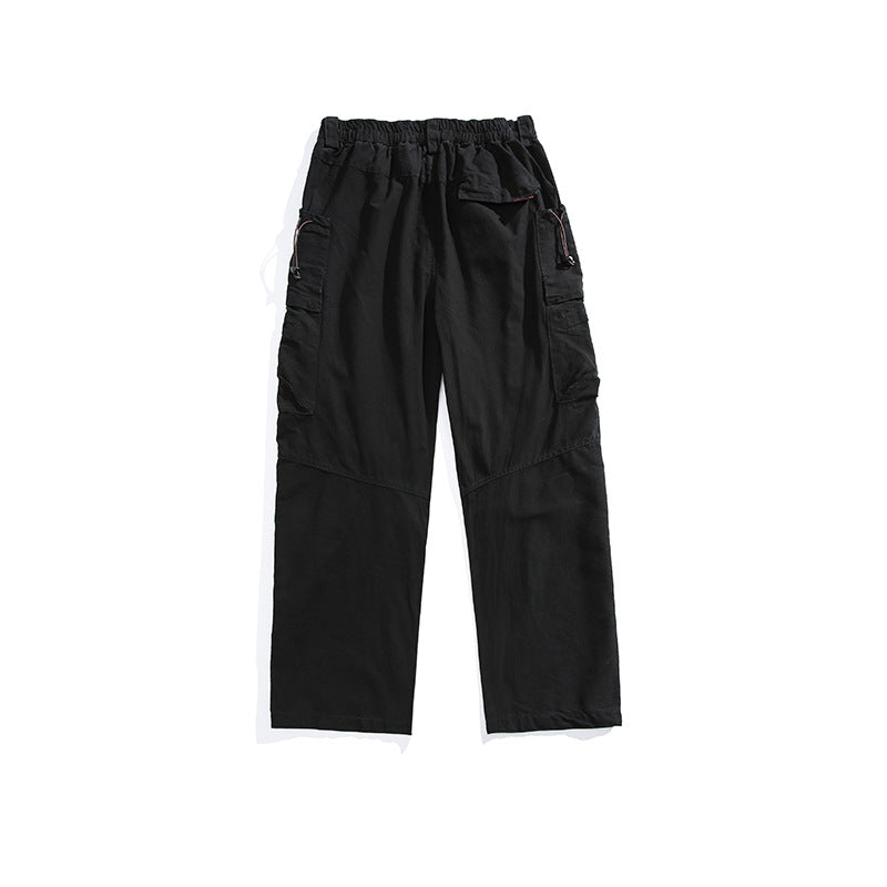 Men's Loose Cargo Pants with Elastic Waistband, Multifunction Pockets, and Straight Leg Mune Fashion