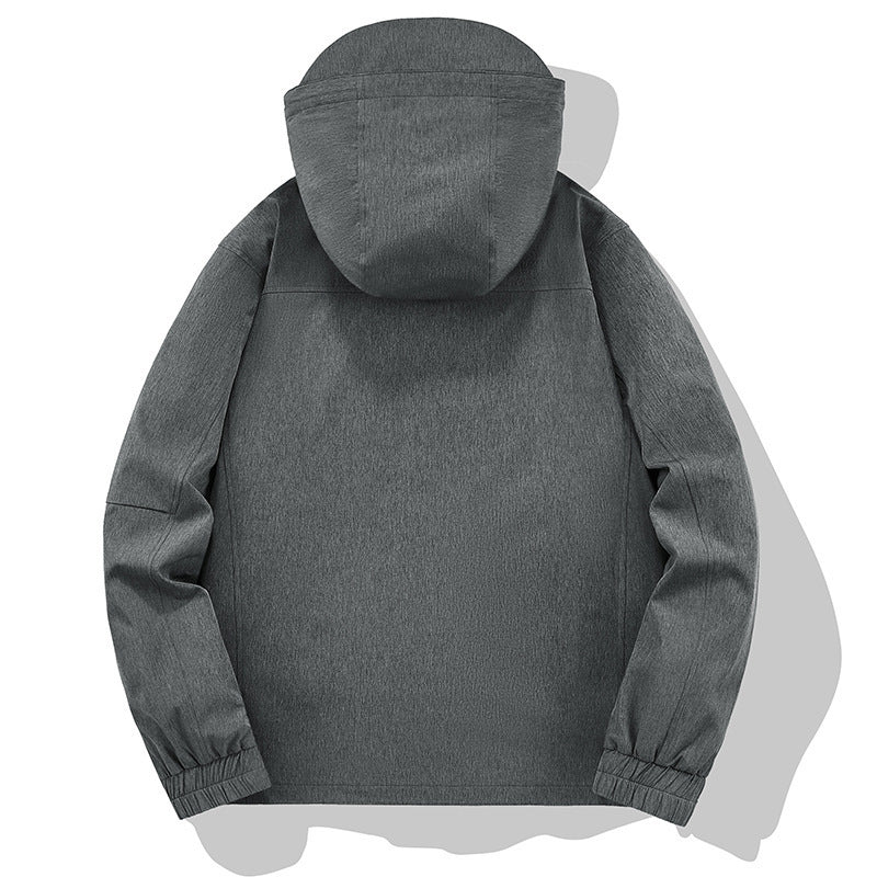 Men's Weather-Resistant Softshell Outdoor Jacket with Hood, High Collar, and Welded Seams Mune Fashion