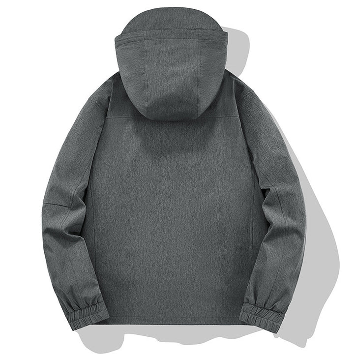 Men's Weather-Resistant Softshell Outdoor Jacket with Hood, High Collar, and Welded Seams Mune Fashion