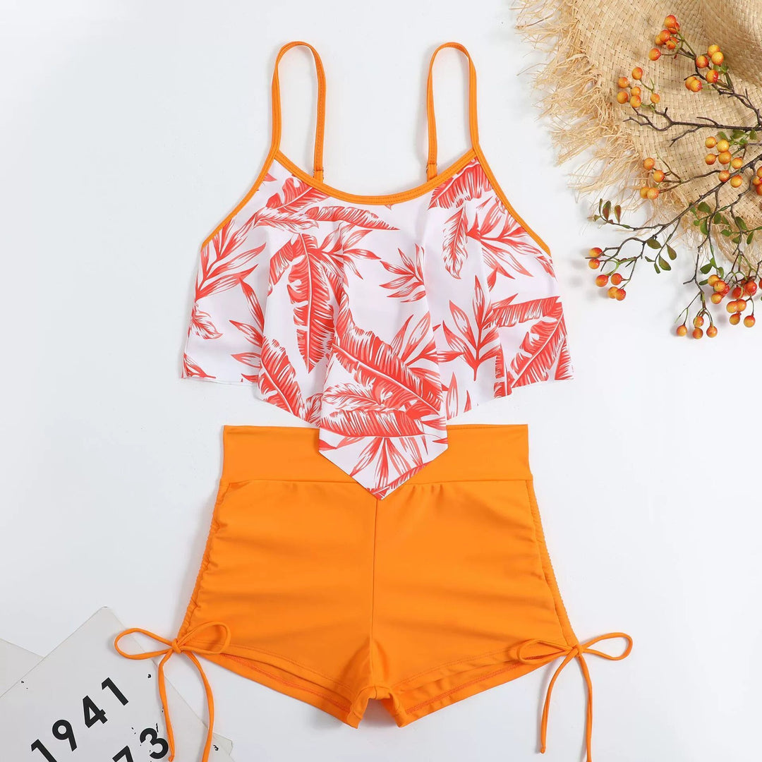 Women's tankini set with floral top and high-waisted shorts Mune Fashion