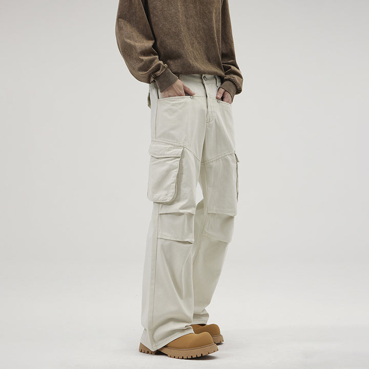 Men's Loose Utility Cargo Pants with Flap Pockets and Reinforced Knees Mune Fashion