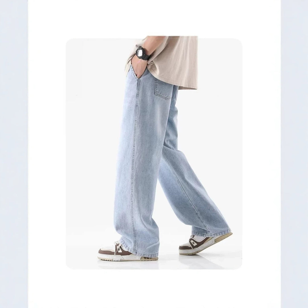 Men Comfortable and Casual Wide-Cut Jeans Mune Fashion