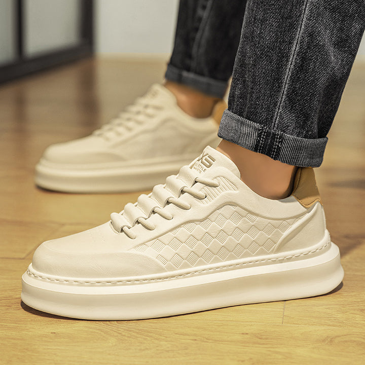 Men's Voluminous Low-Top Platform Sneakers with Embossed Honeycomb Texture Mune Fashion