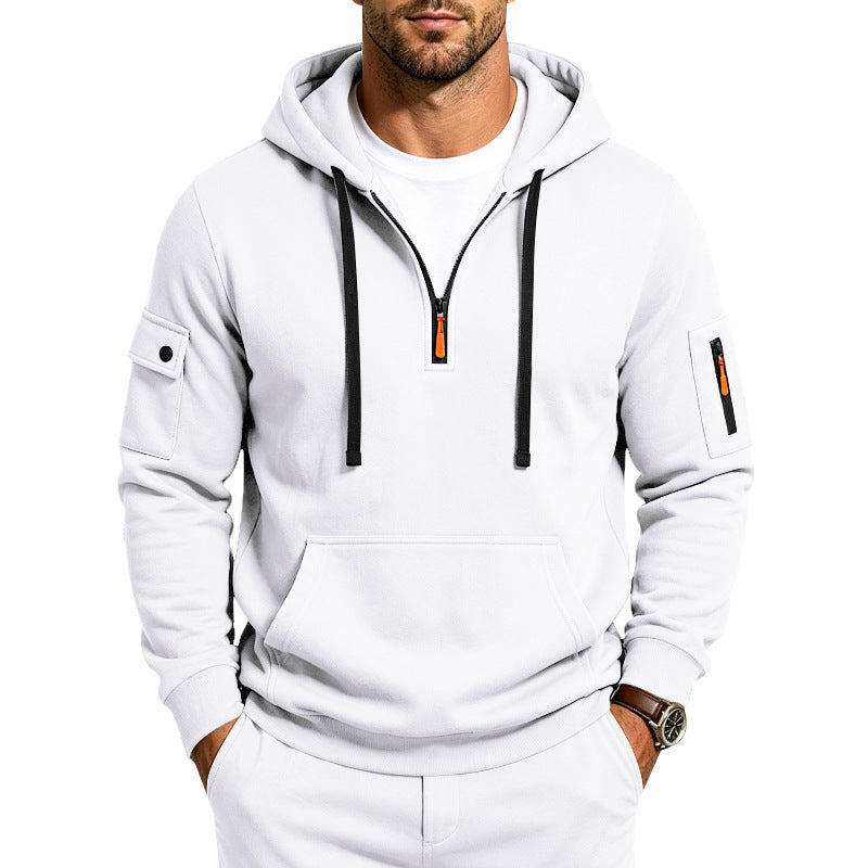 Men's Performance Hoodie with Half-Zip, Utility Arm Pockets and Kangaroo Pocket Mune Fashion