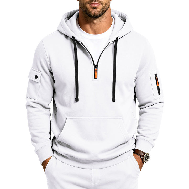 Men's Performance Hoodie with Half-Zip, Utility Arm Pockets and Kangaroo Pocket Mune Fashion