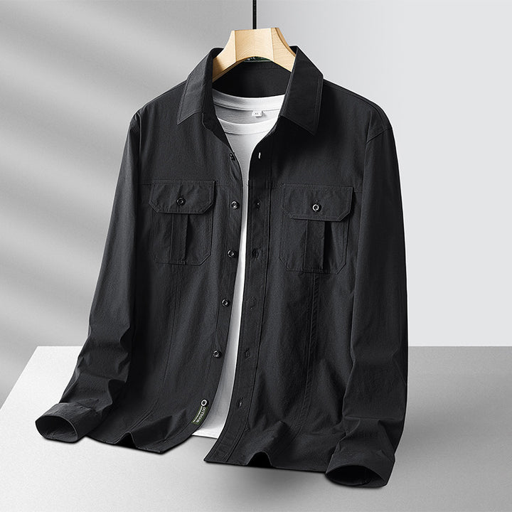 Men's Lightweight Utility Overshirt made of Cotton Blend with Chest Pockets and Relaxed Fit Mune Fashion