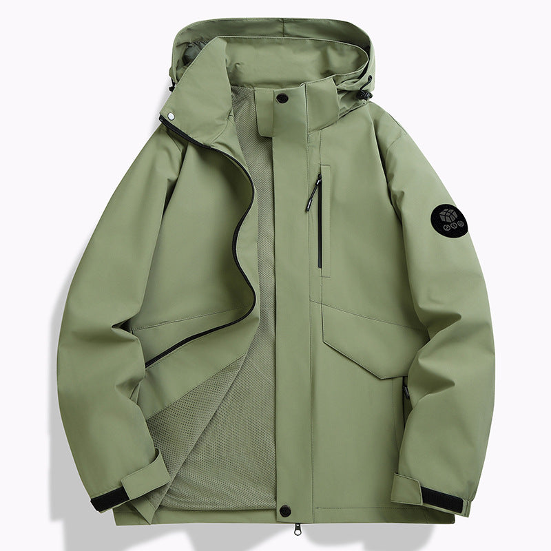 Men's Weatherproof Softshell Jacket with Mesh Lining, Adjustable Hood and Concealable Zip Placket Mune Fashion