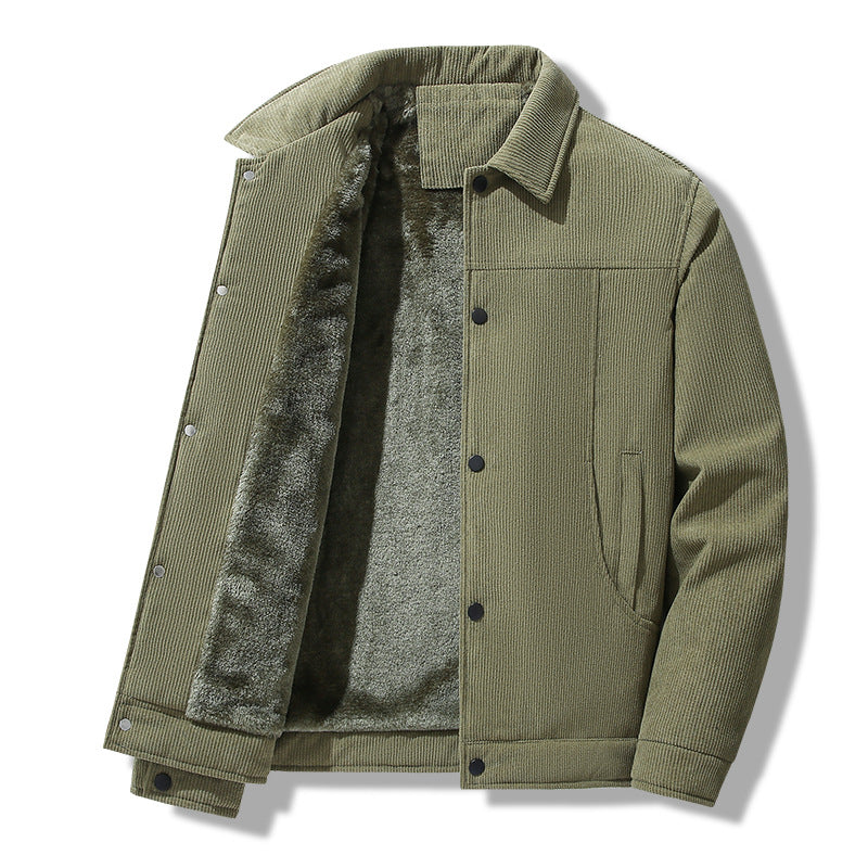 Men's cord jacket in casual worker style with snap button closure and side pockets Mune Fashion