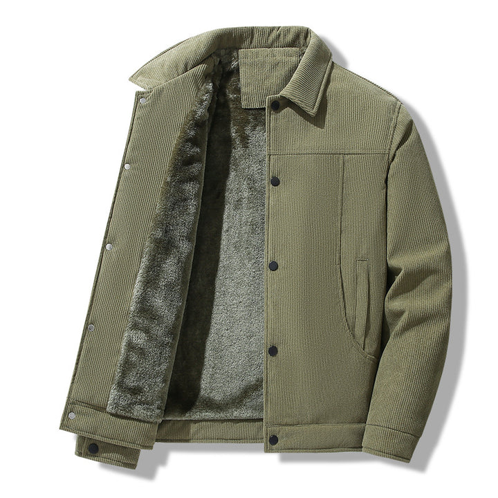 Men's cord jacket in casual worker style with snap button closure and side pockets Mune Fashion