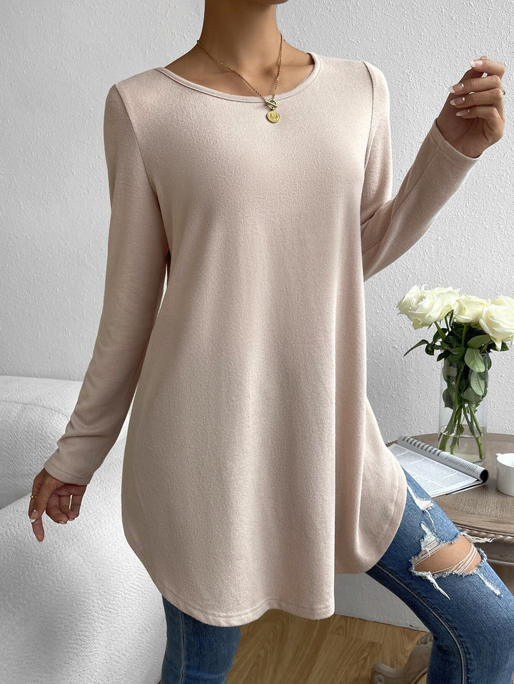 Women's Oversize Longline Fine Knit Tunic with Round Neckline Mune Fashion