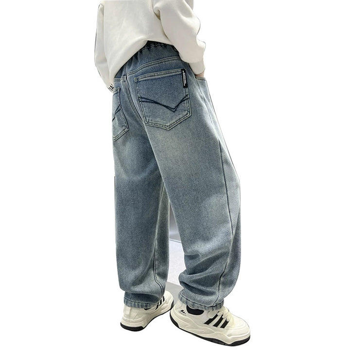 Unisex fashionable wide jeans pants with elastic waistband Mune Fashion