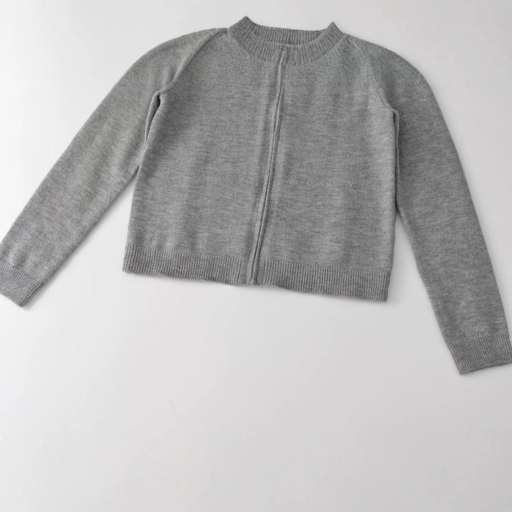 Women's fine knit zip cardigan with high stand-up collar Mune Fashion