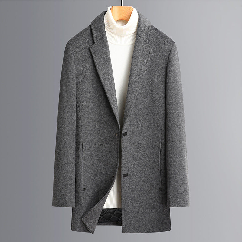 Men's Elegant Single-Breasted Wool Mix Overcoat with Slim Silhouette Mune Fashion