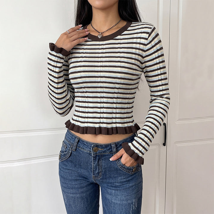 Women Playful Striped Crop Top Mune Fashion