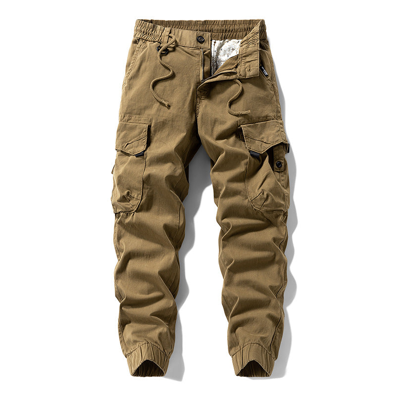 Men's Durable Twill Cargo Pants in Jogger Cut with Drawstring Waist, Applied Flap Pockets and Ribbed Cuffs Mune Fashion