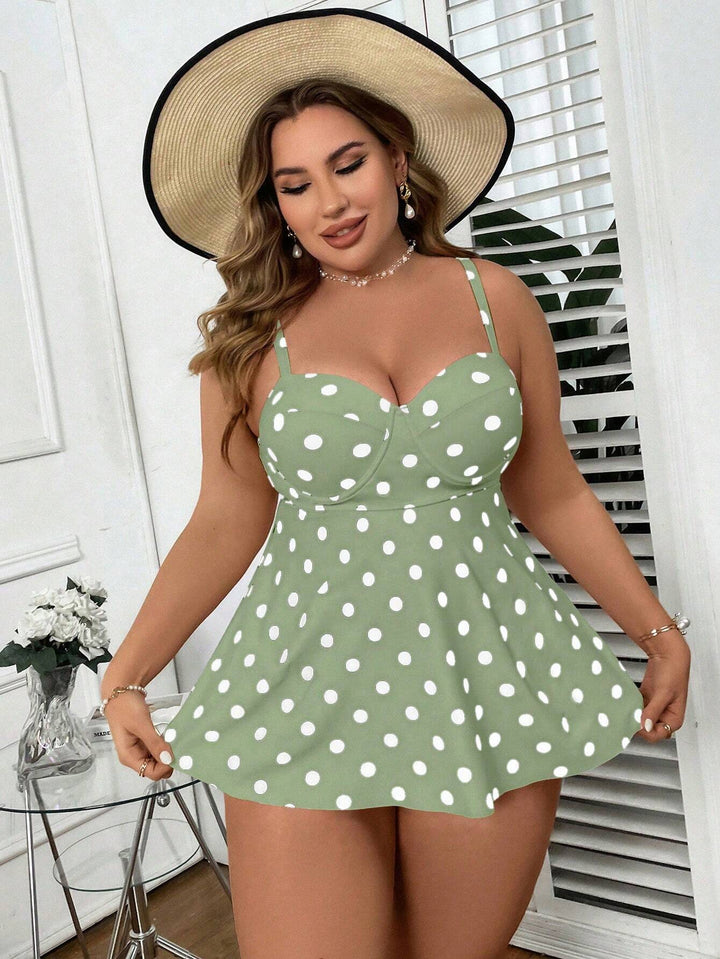 Women's tankini with form-fitting skirt and polka dots Mune Fashion