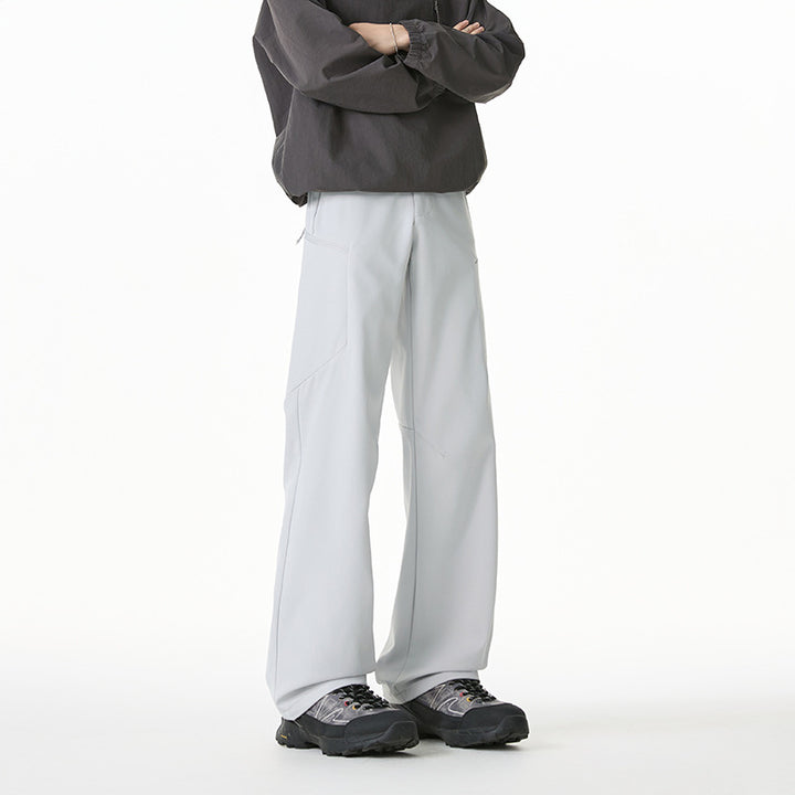 Men's Relaxed-Fit Utility Trekking Pants with Elastic Waistband, Segmented Knee Panels, and Drawstring Hem Mune Fashion