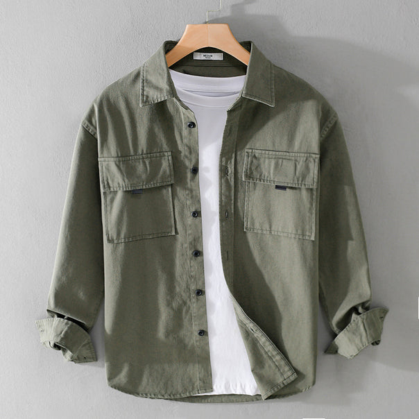 Men's shirt jacket made of sturdy cotton twill with two chest flaps and relaxed fit Mune Fashion