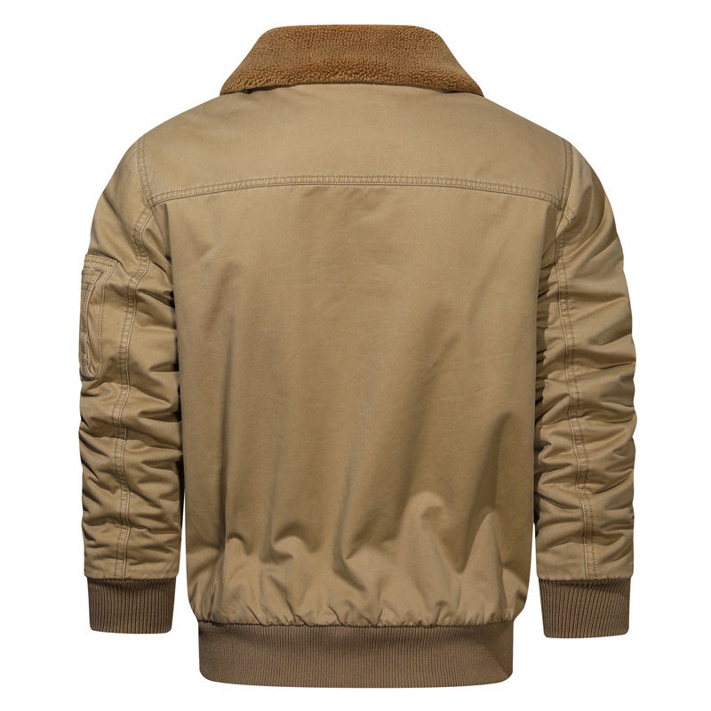 Men's pilot blouson in canvas utility style with sherpa collar and sleeve pocket Mune Fashion