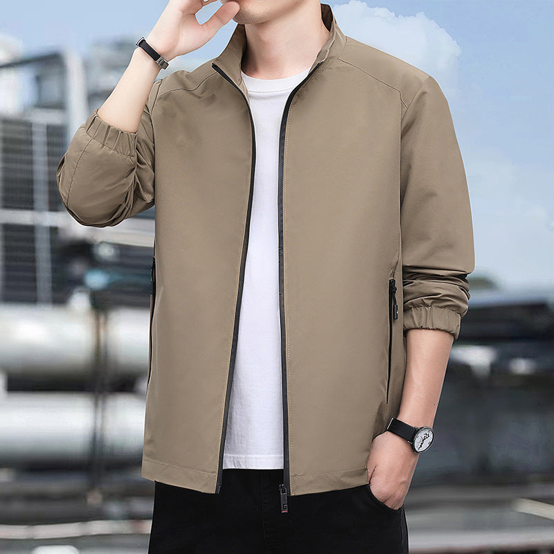 Men's Lightweight Softshell Jacket with Stand-up Collar, Full-Length Zipper and Elastic Cuffs Mune Fashion
