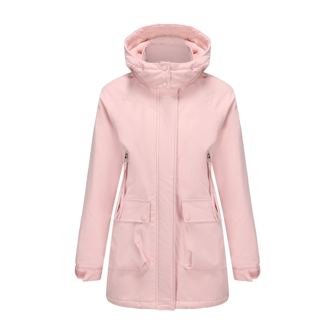 Women's lightweight hooded parka with concealed two-way zipper and patch pockets Mune Fashion