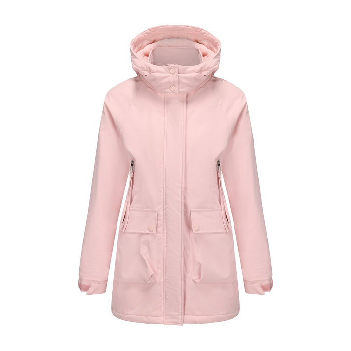 Women's lightweight hooded parka with concealed two-way zipper and patch pockets Mune Fashion