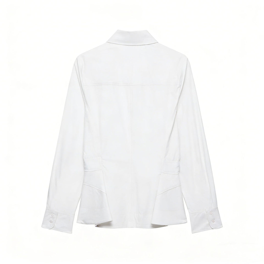 Women's Tailored Blouse Jacket with Peplum and Concealed Button Placket Mune Fashion