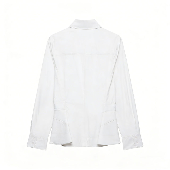 Women's Tailored Blouse Jacket with Peplum and Concealed Button Placket Mune Fashion