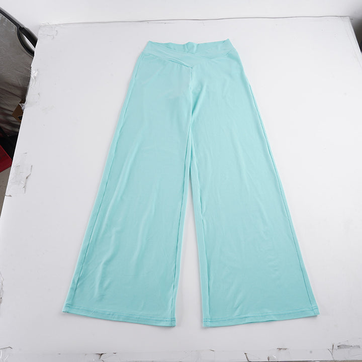 Women wide Palazzo pants with V-shaped waistband seam and elastic stretch jersey Mune Fashion