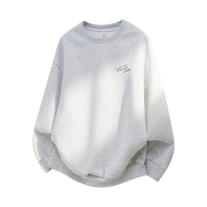Unisex Oversize Cotton Sweatshirt with Round Neck, fine Chest Embroidery and Elastic Hem Mune Fashion