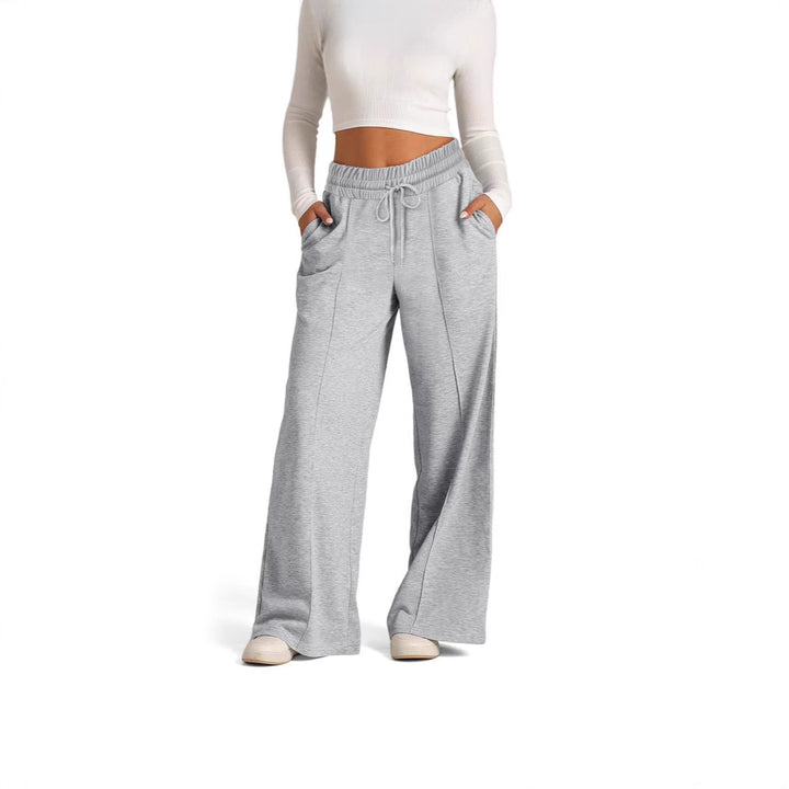 Women wide High-Waist Palazzo lounge pants with elastic comfort waistband and drawstring Mune Fashion