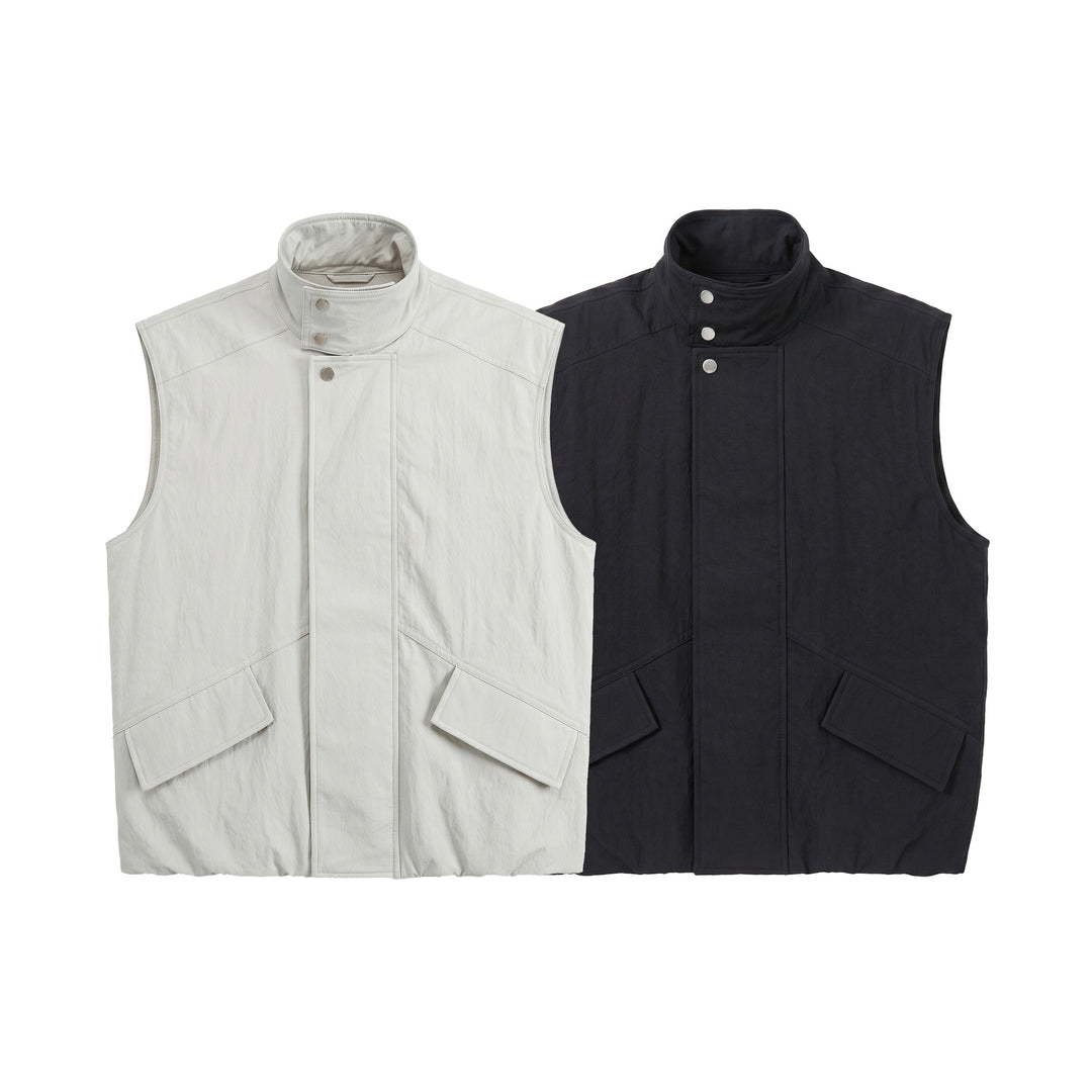 Men's Utility Vest with Stand-up Collar and Flap Pockets Mune Fashion