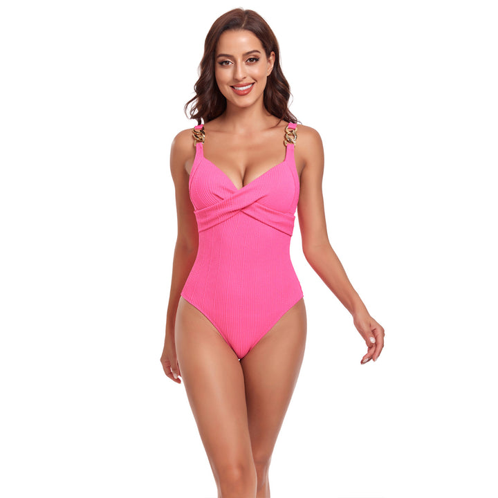 Women's One-Piece Swimsuit with Elegant Wrap Design and Adjustable Straps Mune Fashion